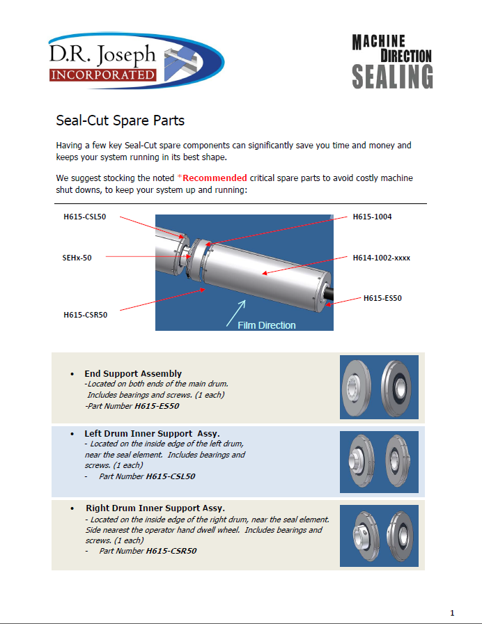 Seal Cut Spare Parts List